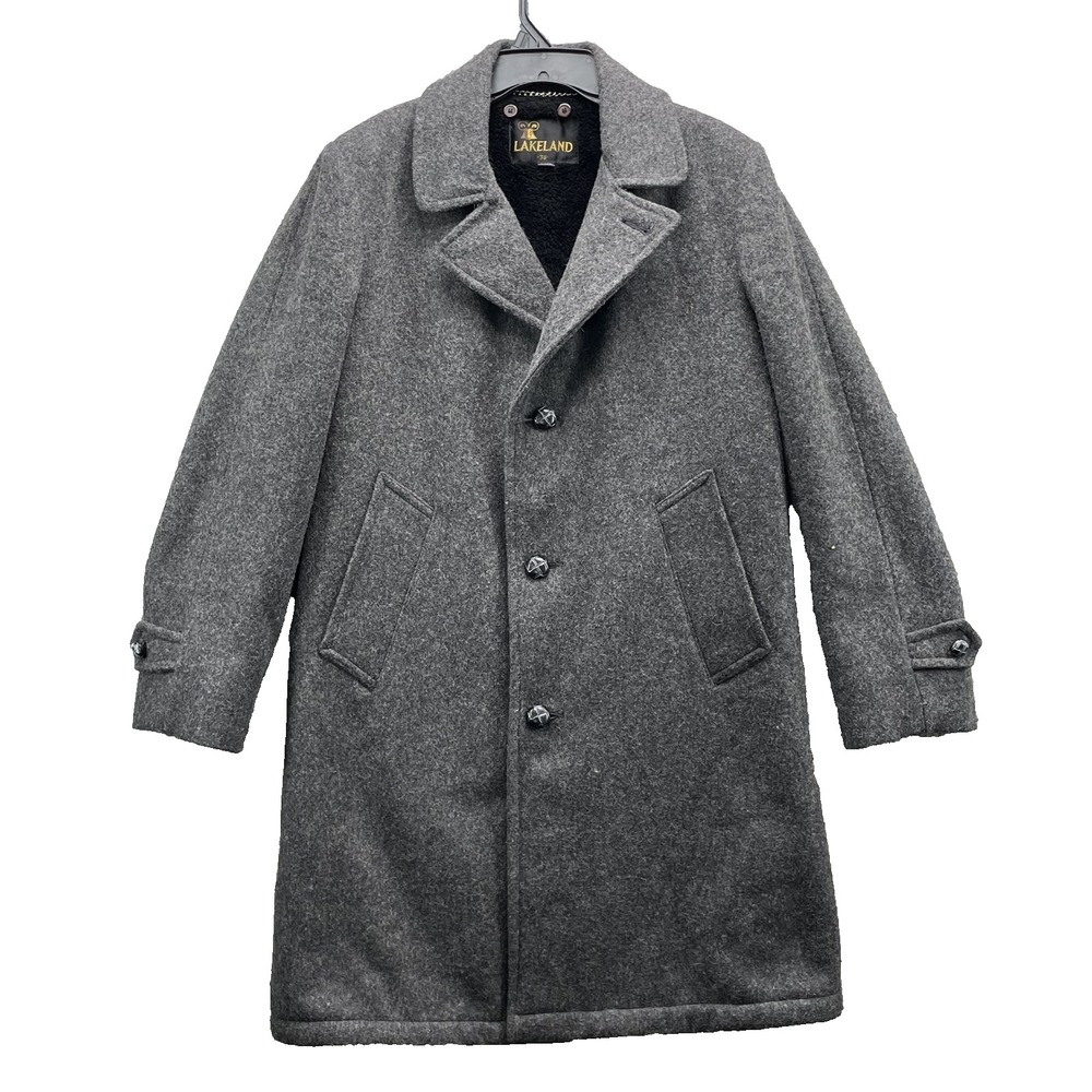 VTG Lakeland 100% Wool Coat Women's Medium Insulated Academia Classic Pea Trench
